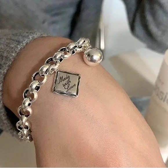 New Sterling Silver Love Charm Bracelet - Picture 2 of 5